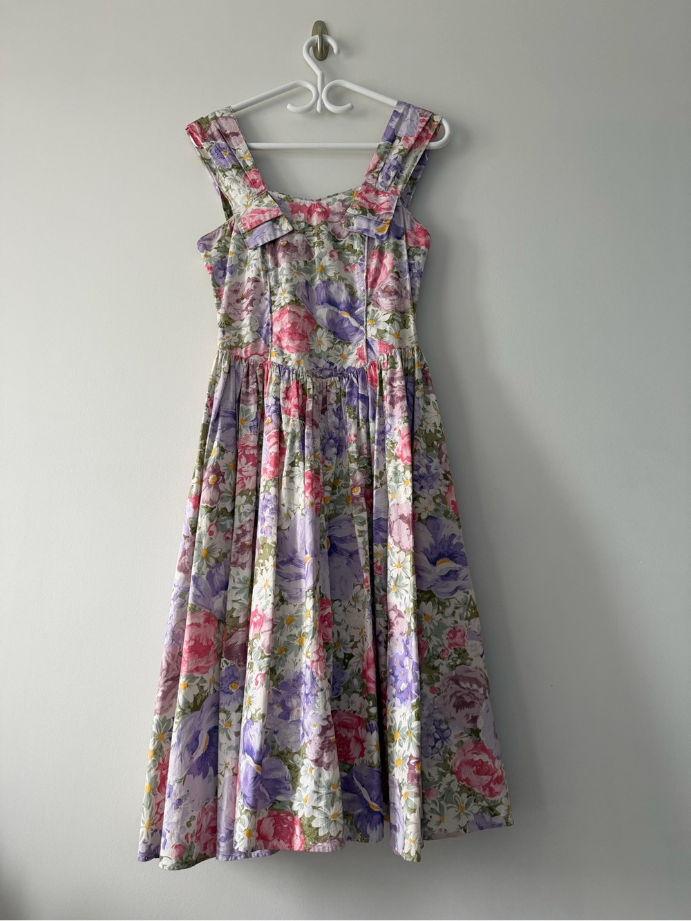 Vintage Floral Cotton Sundress Midi Length